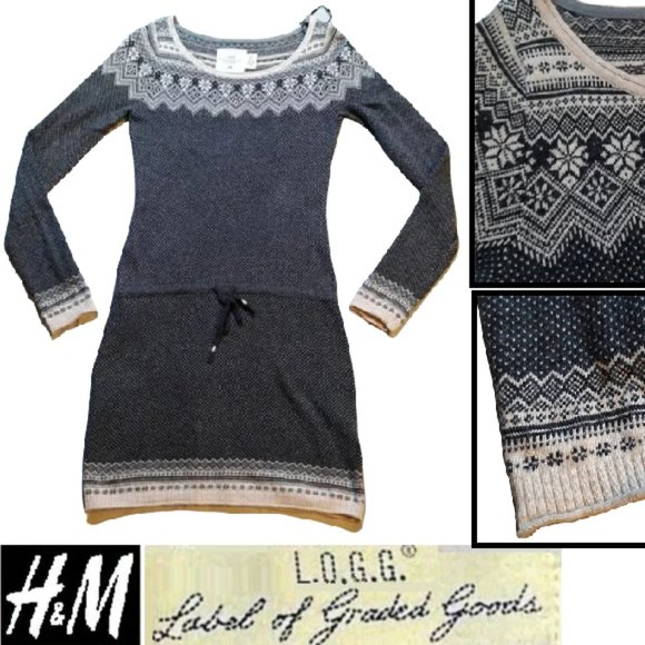Fair Isle sweater dress w/drawstring - Picture 1 of 11
